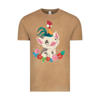 Vintage Camel Moana HeiHei Rooster Pua Flowers Graphic Vintage Tee - PixelWave