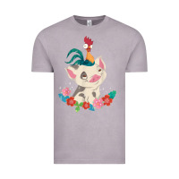 Vintage Zinc Moana HeiHei Rooster Pua Flowers Graphic Vintage Tee - PixelWave