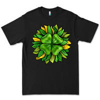 Black St. Patricks Sunflower With Clover Premium Tee - BundleAndBundleShop