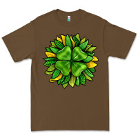 Cacao St. Patricks Sunflower With Clover Premium Tee - BundleAndBundleShop