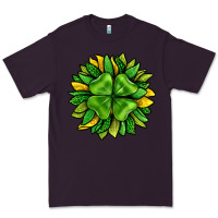 Plum St. Patricks Sunflower With Clover Premium Tee - BundleAndBundleShop