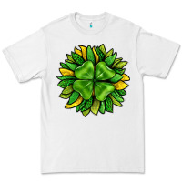 White St. Patricks Sunflower With Clover Premium Tee - BundleAndBundleShop