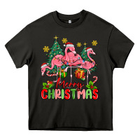 Asphalt merry christmas flamingos Heavy Core Tee - MaliasSmallBusiness