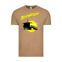 Vintage Coffee baywatch lifeguard tower sunset   baywatch Vintage Tee - PixelWave