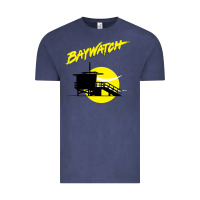 Vintage Denim baywatch lifeguard tower sunset   baywatch Vintage Tee - PixelWave