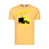 Vintage Mustard baywatch lifeguard tower sunset   baywatch Vintage Tee - PixelWave