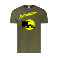 Vintage Olive baywatch lifeguard tower sunset   baywatch Vintage Tee - PixelWave