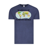 Vintage Denim the world is a cat playing with australia 2020 shirt Vintage Tee - PixelWave