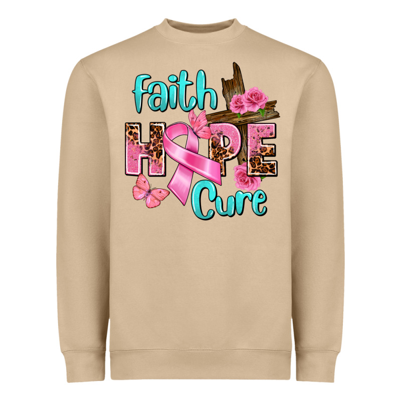 Faith Hope Cure Breast Cancer Heavyweight Sweatshirt by FaDigitalArtStudio | Teevron