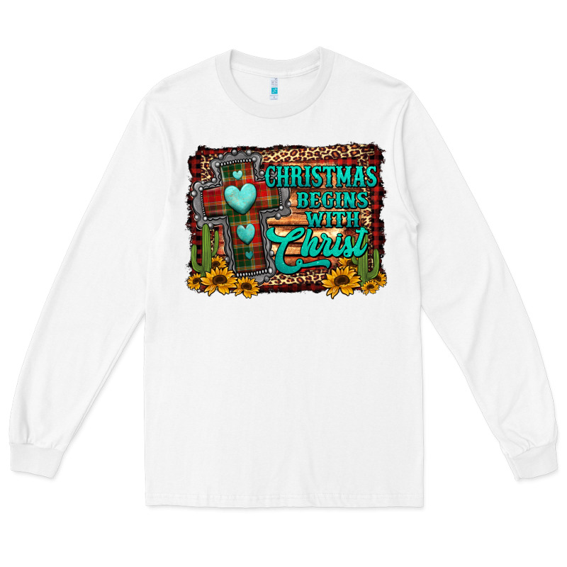 Christmas Begins With Christ Cross Long Sleeve Tee by Jasminsmagicworld | Teevron