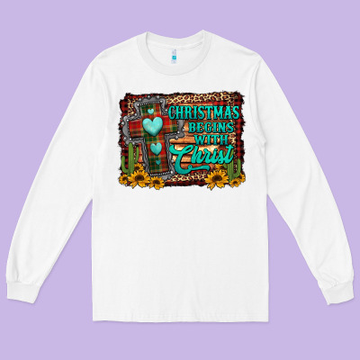 Christmas Begins With Christ Cross Long Sleeve Tee Designed By Jasminsmagicworld