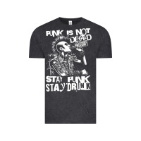 Vintage Black Stay Punk Stay Drunk Vintage Tee - PixelWave