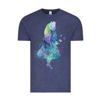 Vintage Denim watercolor splatter alice in wonderland t shirt design Vintage Tee - PixelWave