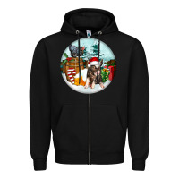 Black Christmas Pig With Chicken Zipper Hoodie - FaDigitalArtStudio