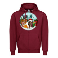 Burgundy Christmas Pig With Chicken Zipper Hoodie - FaDigitalArtStudio