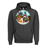 Charcoal Heather Christmas Pig With Chicken Zipper Hoodie - FaDigitalArtStudio