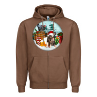 Chestnut Christmas Pig With Chicken Zipper Hoodie - FaDigitalArtStudio