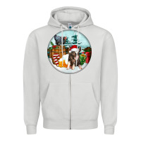 Dove Grey Christmas Pig With Chicken Zipper Hoodie - FaDigitalArtStudio