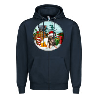 Navy Christmas Pig With Chicken Zipper Hoodie - FaDigitalArtStudio