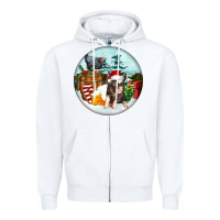 White Christmas Pig With Chicken Zipper Hoodie - FaDigitalArtStudio