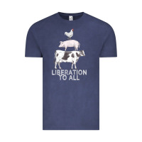 Vintage Denim liberation to all vegan vegetarian food animal love Vintage Tee - PixelWave