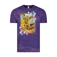 Cloud Purple St Michael the Archangel - Protector Catholic Church Angel Vintage Tee - PixelWave