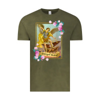Vintage Olive St Michael the Archangel - Protector Catholic Church Angel Vintage Tee - PixelWave