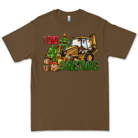 Cacao I Dig Christmas Backhoe Loader Premium Tee - BundleAndBundleShop