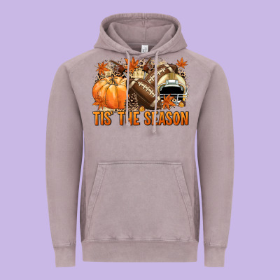 Tis' The Season Football And Light Yellow Helmet Vintage Hoodie Designed By Nancycooperartshop