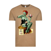 Vintage Coffee Zombie Pin Up Girl Halloween Vintage Tee - Craftify