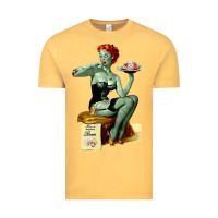 Vintage Mustard Zombie Pin Up Girl Halloween Vintage Tee - Craftify