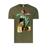 Vintage Olive Zombie Pin Up Girl Halloween Vintage Tee - Craftify
