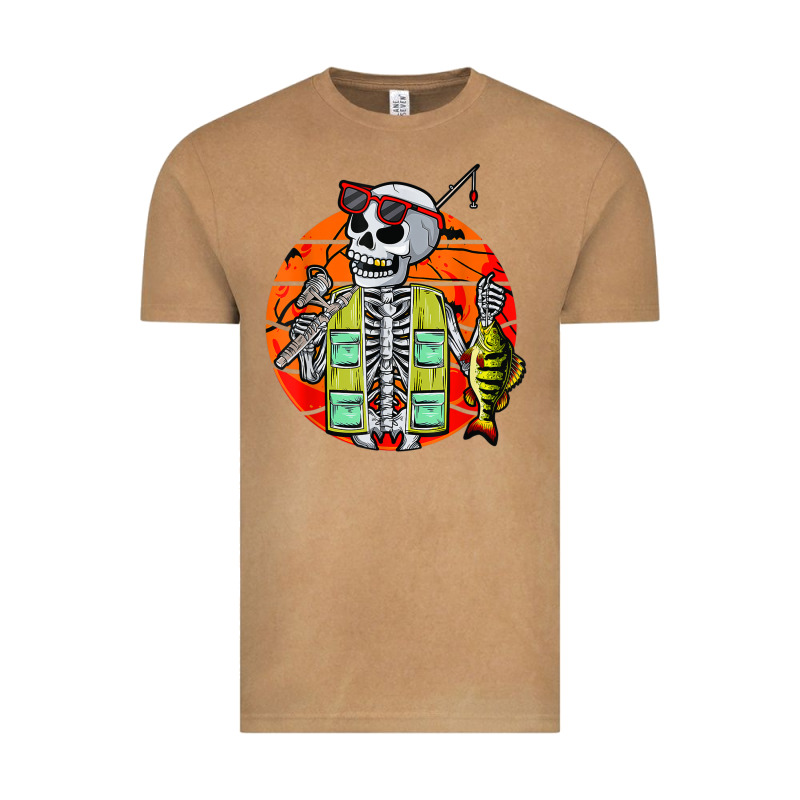Skeleton Fishing Lover Moon Halloween Costume Fish Vintage Tee by Craftify | Teevron