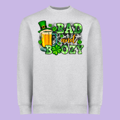 St. Patrick's Bad And Boozy Heavyweight Sweatshirt Designed By Oliviacreatesart