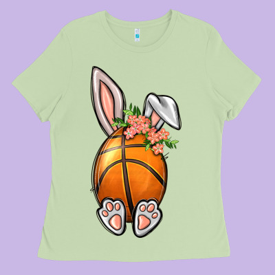 Basketball Easter Bunny Ladies Tee Designed By Bundleandbundleshop