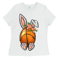 White Basketball Easter Bunny Ladies Tee - BundleAndBundleShop