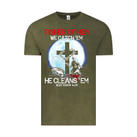 Vintage Olive fisher of men we catch  em he cleans  em matthew 4 19 Vintage Tee - Craftify