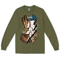 Army Green Lightning bolt Baseball Long Sleeve Tee - HowdyJamesFarm