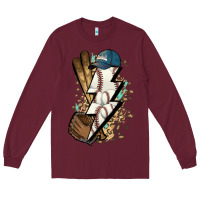 Burgundy Lightning bolt Baseball Long Sleeve Tee - HowdyJamesFarm