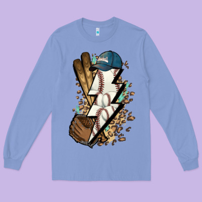 Lightning Bolt Baseball Long Sleeve Tee Designed By Howdyjamesfarm