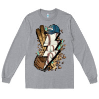 Heather Grey Lightning bolt Baseball Long Sleeve Tee - HowdyJamesFarm