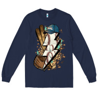 Navy Lightning bolt Baseball Long Sleeve Tee - HowdyJamesFarm