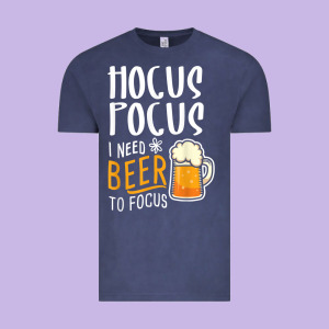 Hocus Pocus I Need Beer To Focus Funny Halloween Witch 1 Vintage Tee Designed By Inspiradesign