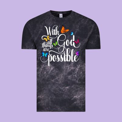 With God All Things Are Possible  Religious Butterfly Art Vintage Tee Designed By Inspiradesign