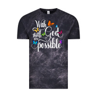Cloud Black With God All Things Are Possible  Religious Butterfly Art Vintage Tee - InspiraDesign