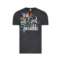 Vintage Black With God All Things Are Possible  Religious Butterfly Art Vintage Tee - InspiraDesign