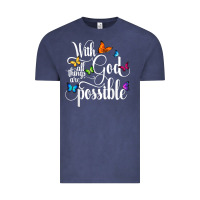 Vintage Denim With God All Things Are Possible  Religious Butterfly Art Vintage Tee - InspiraDesign