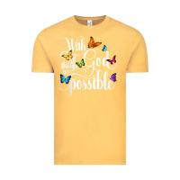 Vintage Mustard With God All Things Are Possible  Religious Butterfly Art Vintage Tee - InspiraDesign