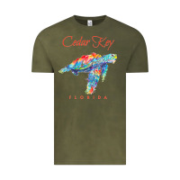 Vintage Olive Cedar Key Florida Watercolor Sea Turtle Sweatshirt Vintage Tee - InspiraDesign