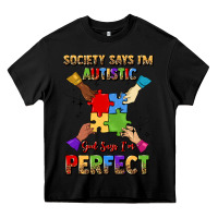 Black society says i'm autistic god says i'm perfect Heavy Core Tee - JahusDesignShop
